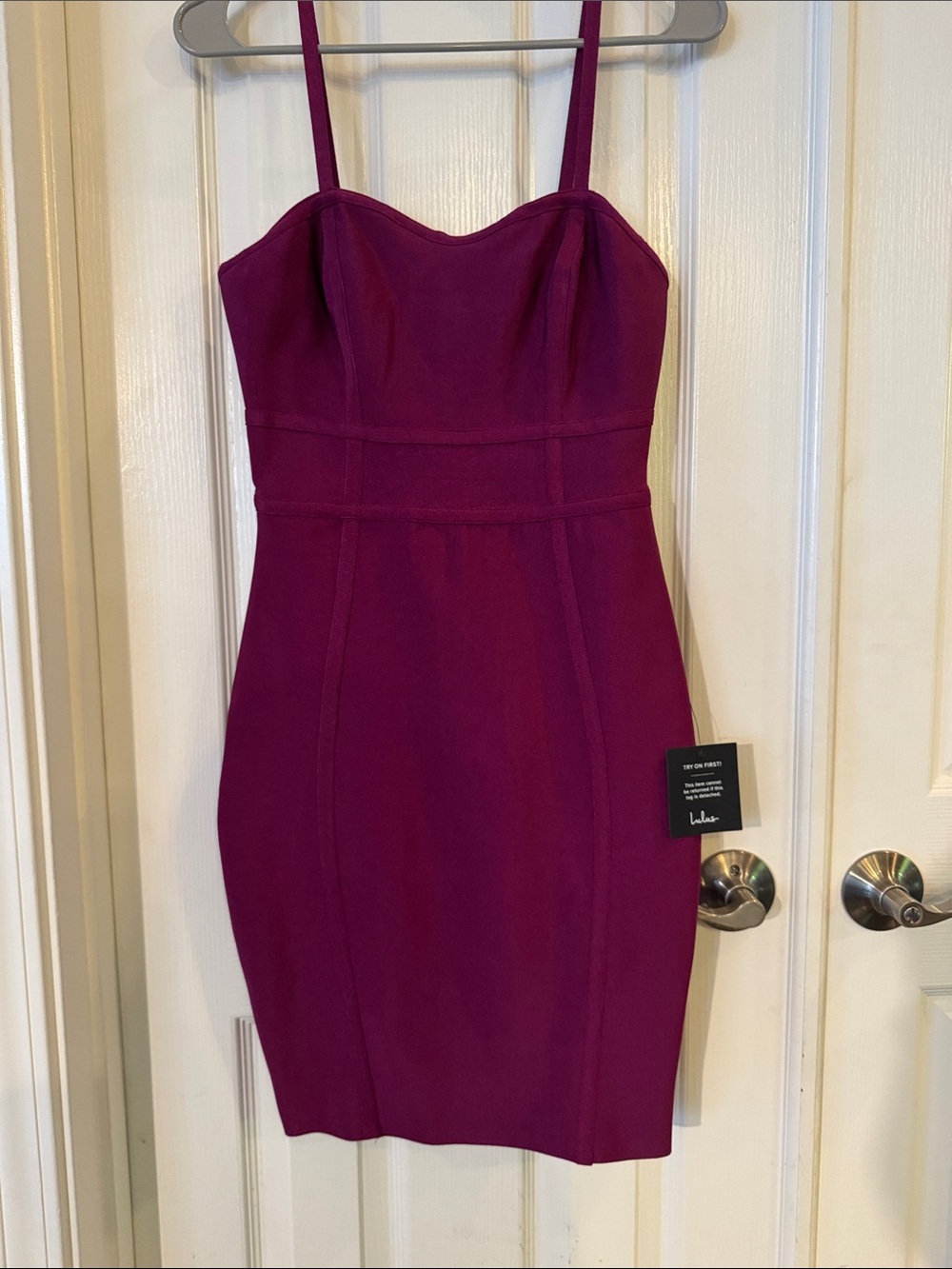 Lulu's Fuchsia Bodycon Mini Dress with Spaghetti Straps